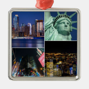 New York City NYC-kollage fotocityscape Julgransprydnad Metall
