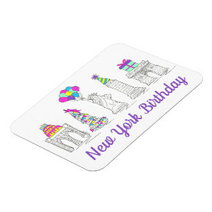 New York City NYC Landmarks Födelsedagsfest Magnet