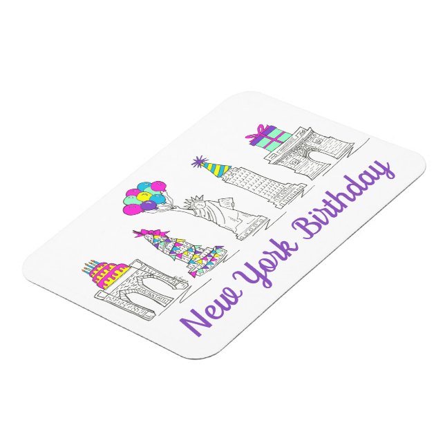 New York City NYC Landmarks Födelsedagsfest Magnet (Vänstra Sidan)