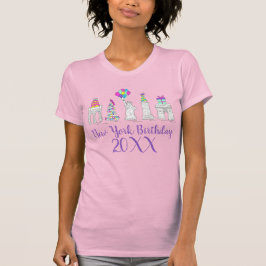 New York City NYC Landmarks Födelsedagsfest T Shirt