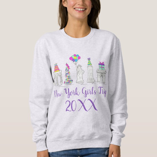 New York City NYC Landmarks Födelsedagsfest T Shirt (Framsida)