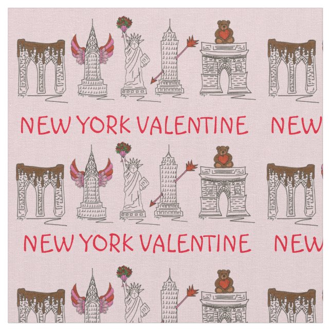 New York City NYC Landmarks Kärlek Valentindagen Tyg (Närbild)
