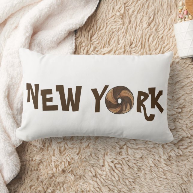 New York City NYC Marble Rye Bagel Jewish Deli Lumbarkudde (Filt)