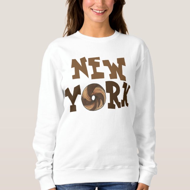 New York City NYC Marble Rye Bagel Sweatshirt T-shirt (Framsida)
