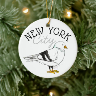New York City NYC Pigeon Bird Fiskmås Julgransprydnad Keramik