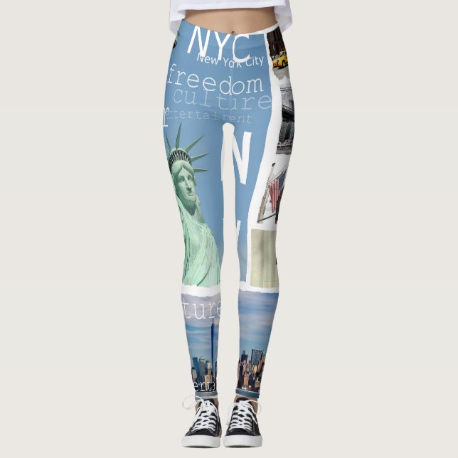 New York City Nyc Pop Art Leggings (Framsida)