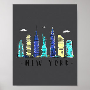 New York City Nyc Siluett Ny Akvarell Souvenir G Poster