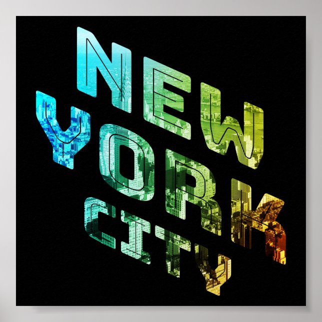 New York City NYC Skyline Downtown Manhattan Metro Poster (Framsidan)