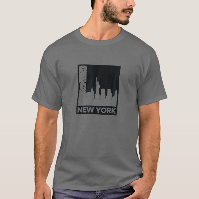 New York City NYC Skyline Retro 70S 80S Sunset Str T Shirt (Framsida)