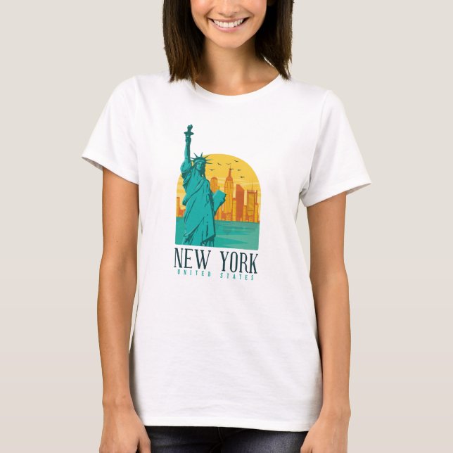 New York City, NYC Skyline T Shirt (Framsida)