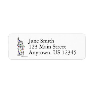 New York City NYC Statue Liberty jul Ljus Returadress Etikett