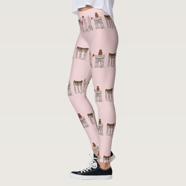 New York City NYC Valentine Helgdag Landmarks Leggings (Vänster)
