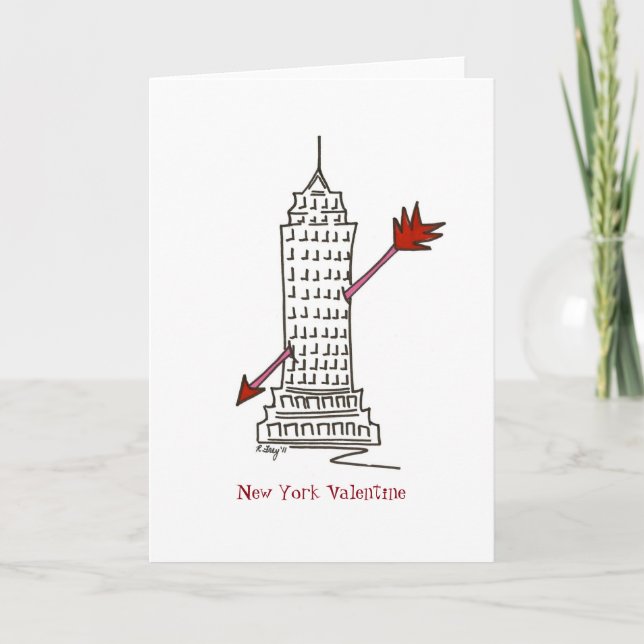 New York City NYC Valentine Skyscraper Cupid Arrow Helgkort (Framsida)