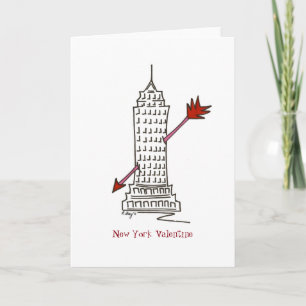 New York City NYC Valentine Skyscraper Cupid Arrow Helgkort