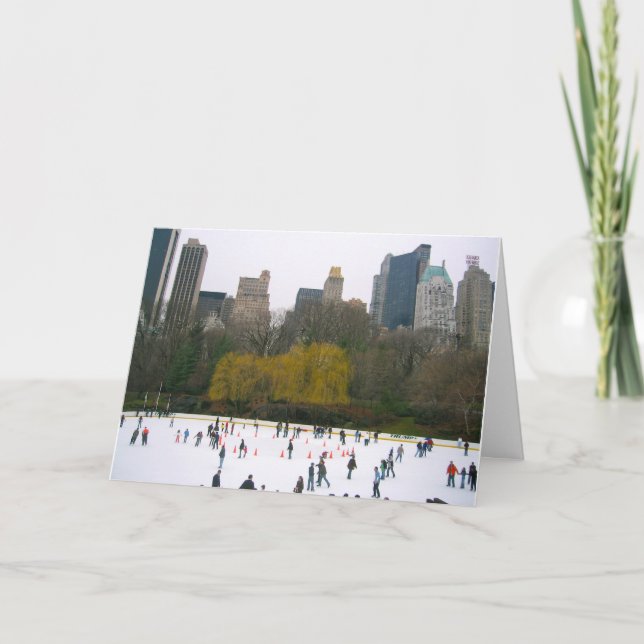 New York City NYC Wollman Ice Rink-julfoto Helgkort (Framsida)