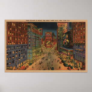 New York City NYNight beskådar av tider kvadrerar Poster