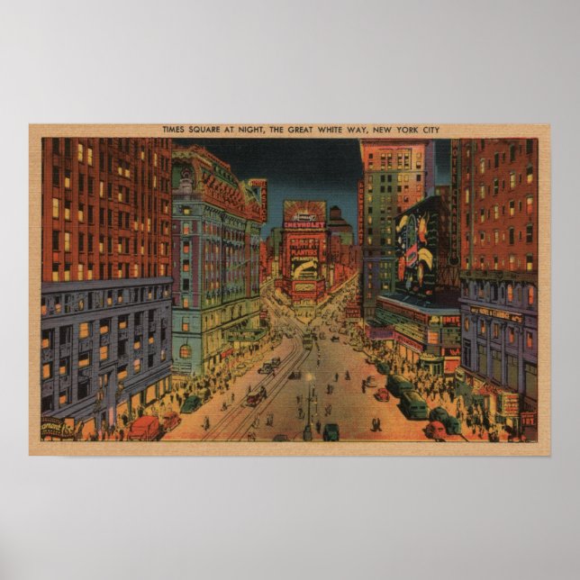New York City, NYNight View of Times Square Poster (Framsidan)