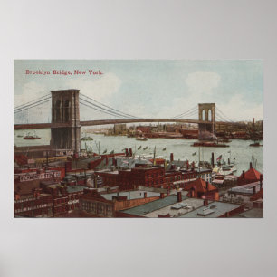 New York City NYView av Brooklynen överbryggar Poster