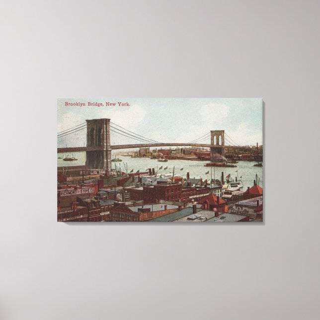 New York City, NYView of the Brooklyn Bridge Canvastryck (Framsida)