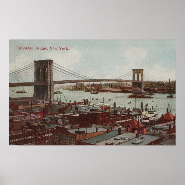 New York City, NYView of the Brooklyn Bridge Poster (Framsidan)