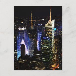 NEW YORK CITY PÅ KVÄLLEN ARIAL FOTOGRAFI VYKORT