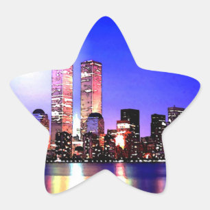 New York City på Night Star Sticker Stjärnformat Klistermärke