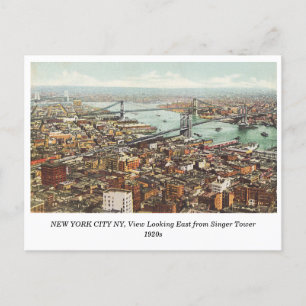 New York City Panoramic View från Singer Torn 1920 Vykort