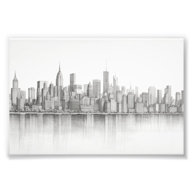 New York City, Pencil Sketch Stil Fototryck (Framsidan)