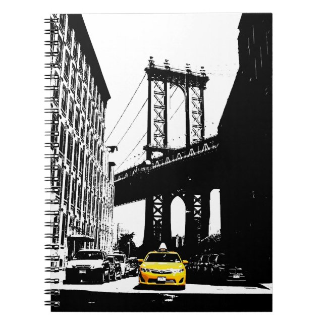 New York City Pop Art Nyc Gult Taxi Brooklyn Anteckningsbok (Framsidan)