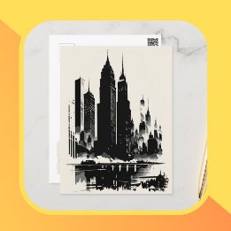 New York City Postcard Art Stil Vintage Byggnad Vykort