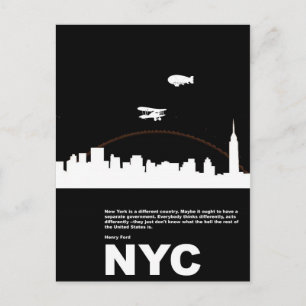 New York City Poster Black Vykort