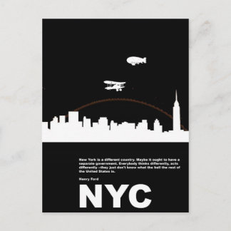 New York City Poster Black Vykort