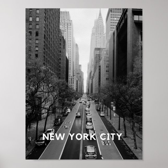 New York City Poster Wallart black-white Streetart (Framsidan)
