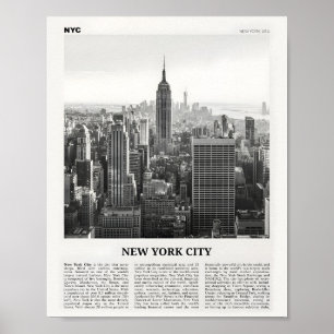 New York City Print Black and White Skyline Poster