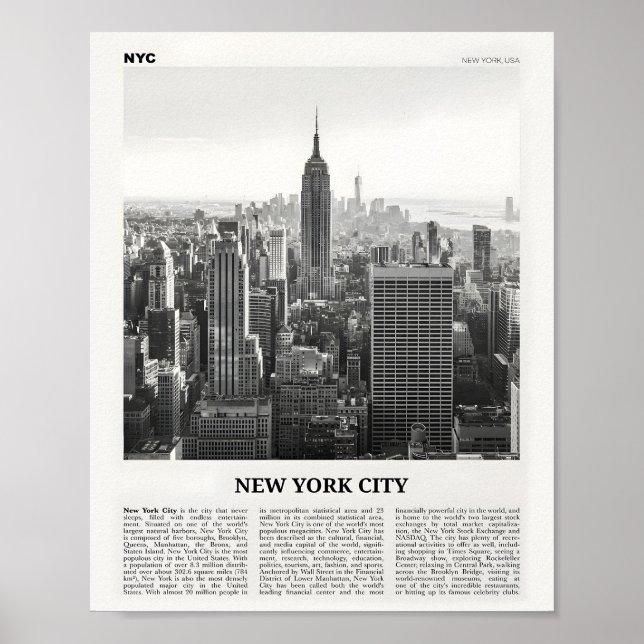 New York City Print Black and White Skyline Poster (Framsidan)