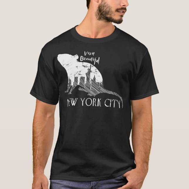 New York City Råtta Funny Joke Humor T Shirt (Framsida)