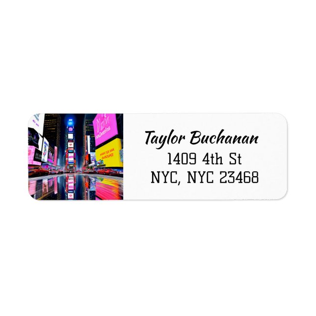 New York City Reflection Busy City Streets Returadress Etikett (Framsidan)
