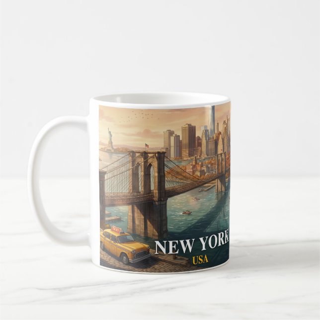 New York City Resa Brooklyn Bridge  Kaffemugg (Vänster)
