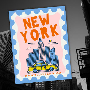 New York City Resa Konst Siluett USA Minnessak Helg Vykort