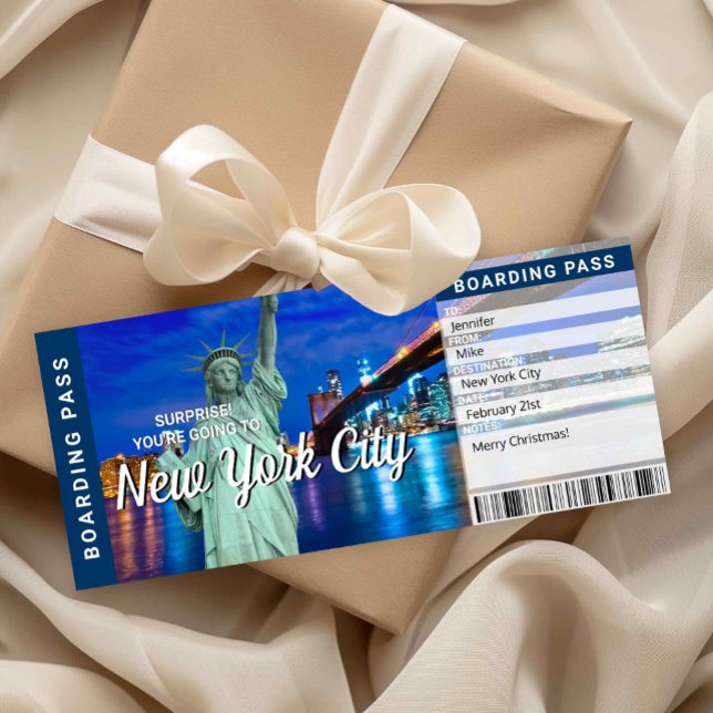 New York City Resa Överraskning Boardingpass Kort (New York City Trip Surprise Boarding Pass)