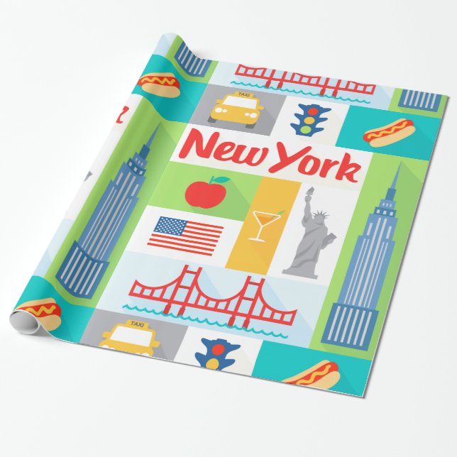 New York City retro gåva som slår in papper Presentpapper (Utrullad)