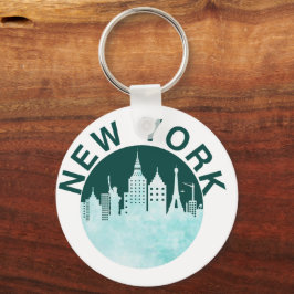 New York City Retro Skyline Graphic, Urban Street Nyckelring