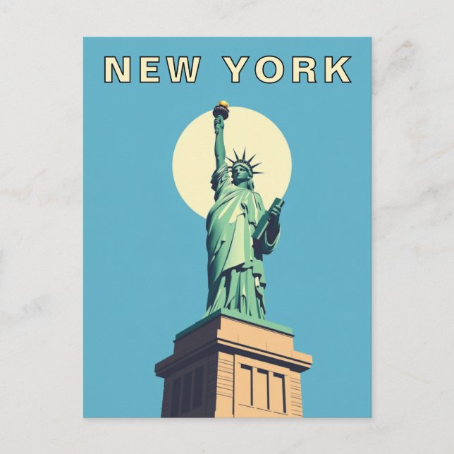 New York City Retro Statue of Liberty Vykort (Framsida)