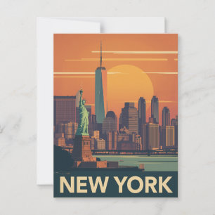 New York City Retro Sunset Vykort