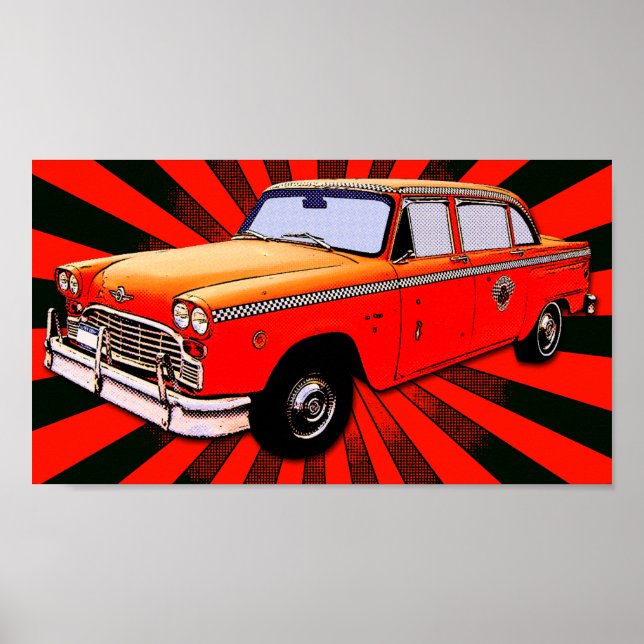 New York City Retro Taxi Cab Poster (Framsidan)