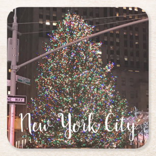 New York City Rockefeller Center Julgran Underlägg Papper Kvadrat