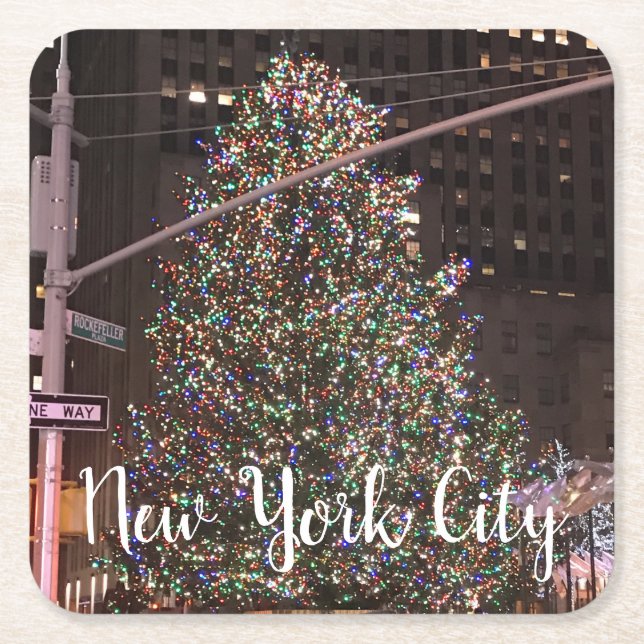 New York City Rockefeller Center Julgran Underlägg Papper Kvadrat (Framsidan)