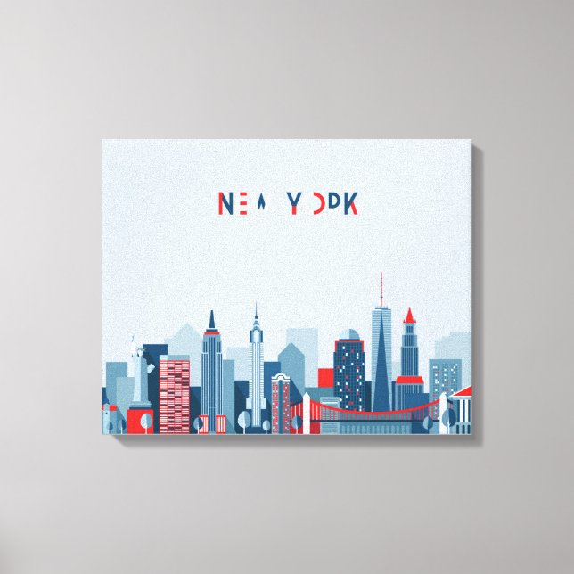 New York City | Röd, vit och blå Canvastryck (Framsida)