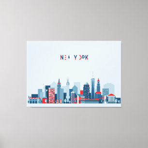 New York City röd , vit och blått Canvastryck
