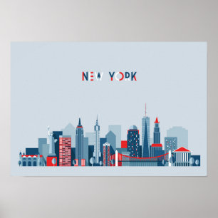 New York City röd , vit och blått Poster